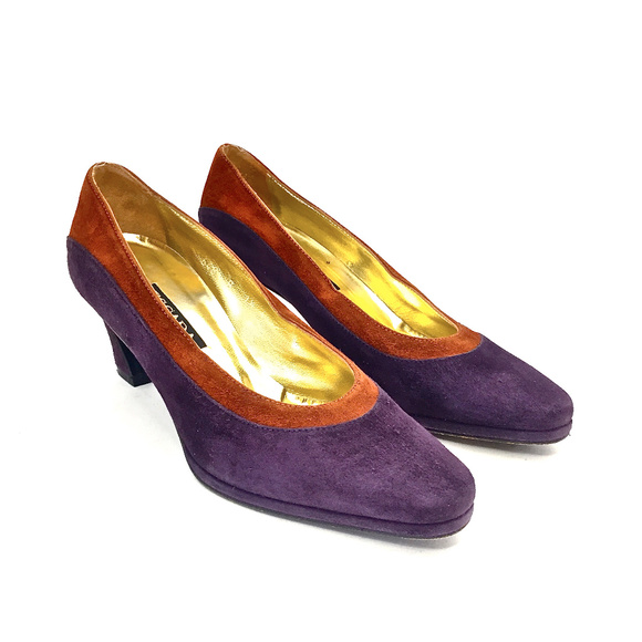 Escada Shoes - 🧡VTG Escada Purple/Orange Suede Pumps Sz 7.5 🧡